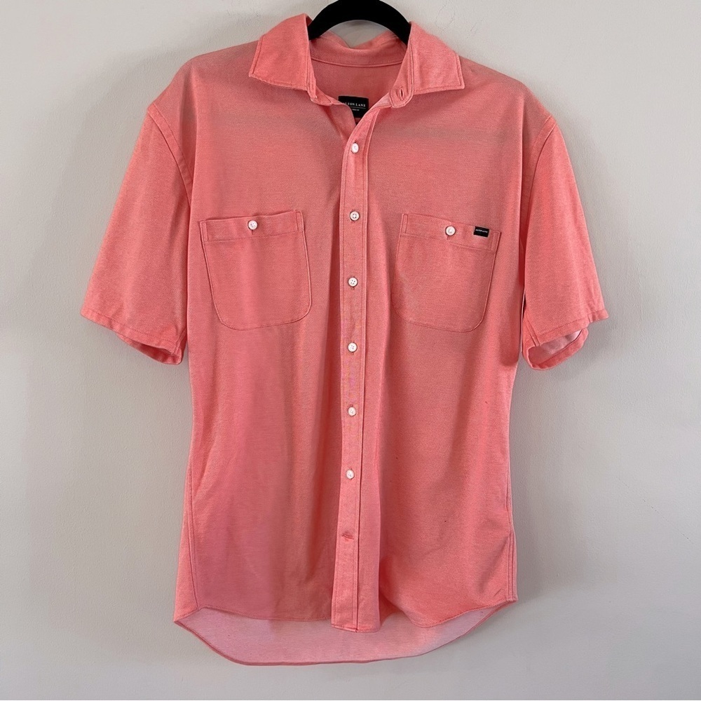Alton lane Sandbar Piqué Double Pocket Short Sleeve Shirt Mens small Washed red - Picture 1 of 8